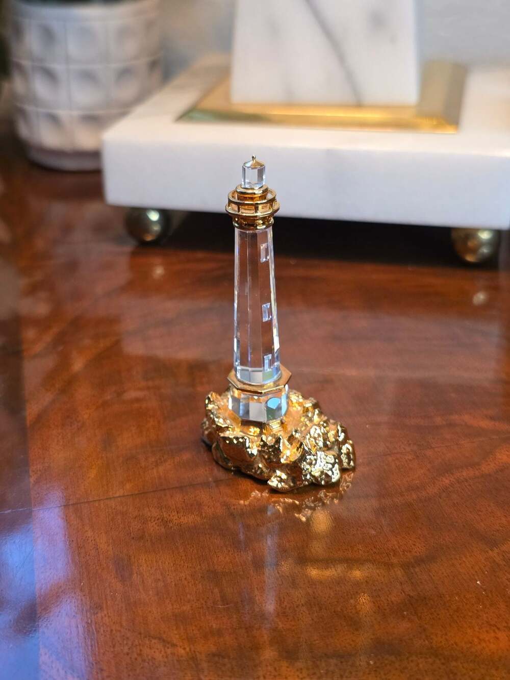 Swarovski Crystal Journeys Lighthouse Figurine Gold Decoration
